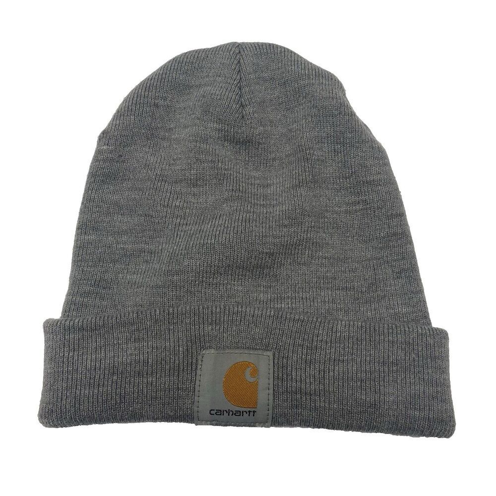 Carhartt Men's Gray Knitted Heather Winter Folded Cuffed Beanie Hat One Size